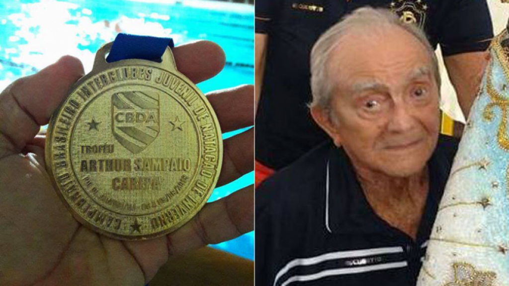 Montagem - Troféu Arthur Sampaio Carepa ao lado de Arthur Sampaio Carepa