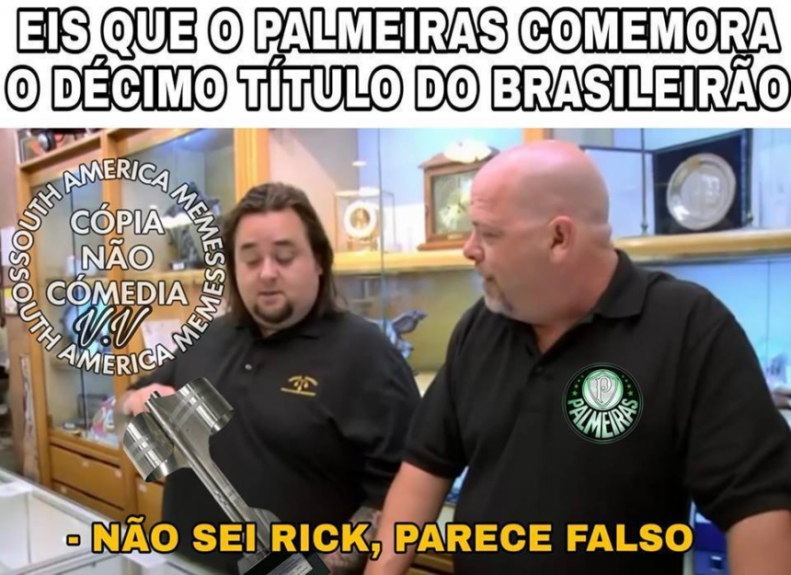 Memes de rivais ironizam conquista do Palmeiras