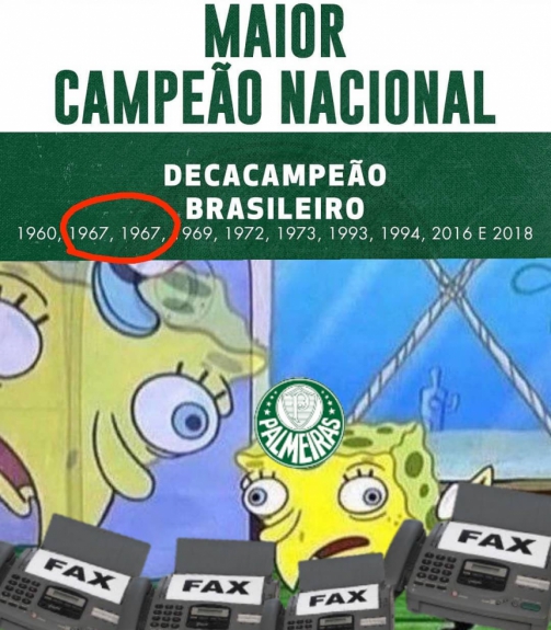 Memes de rivais ironizam conquista do Palmeiras