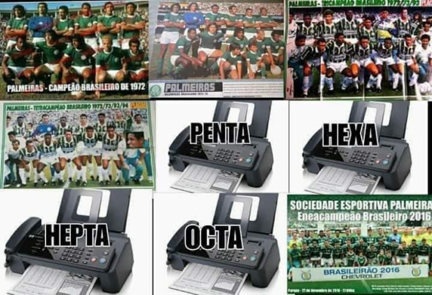 Memes de rivais ironizam conquista do Palmeiras
