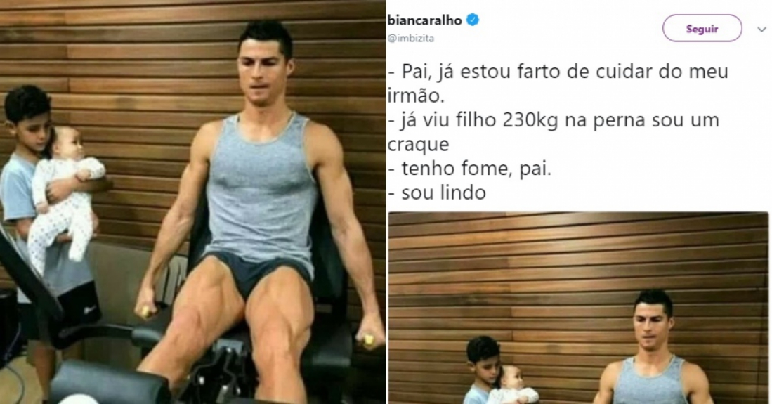 'Sou lindo' e 'tenho fome': CR7 ganhou memes com seu filho