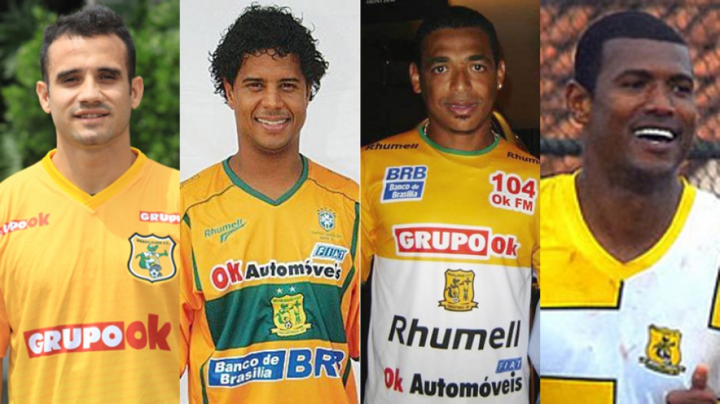 Montagem Maikon Leite, Marcelinho Carioca, Vampeta e Júnior Baiano. Todos com a camisa do Brasiliense.