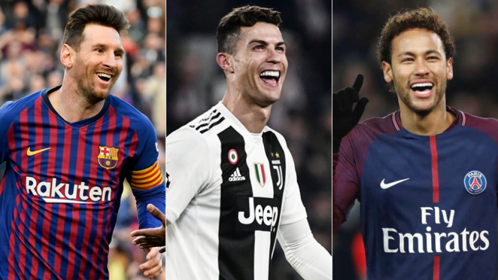 Montagem Messi, Cristiano Ronaldo e Neymar