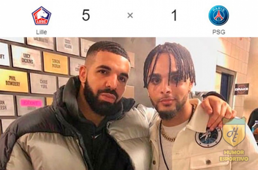 Layvin Kurzawa também sofreu com a maldição do cantor. Na partida seguinte a foto tirada com Drake, o PSG perdeu por incríveis 5 a 1 para o Lille