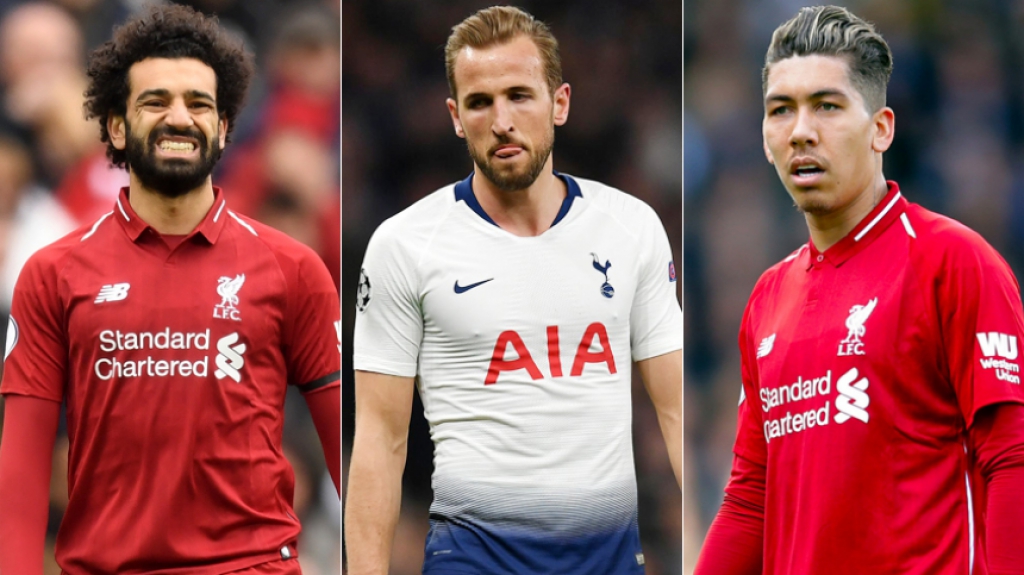 Montagem Salah, Kane e Firmino