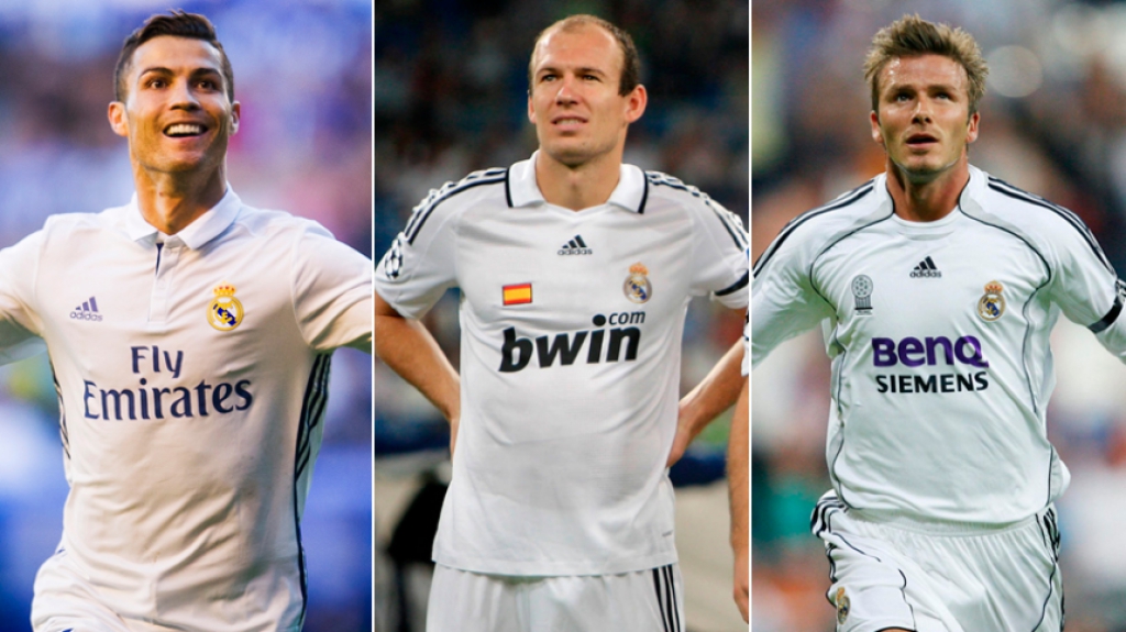 Montagem - Cristiano Ronaldo, Robben e David Beckham