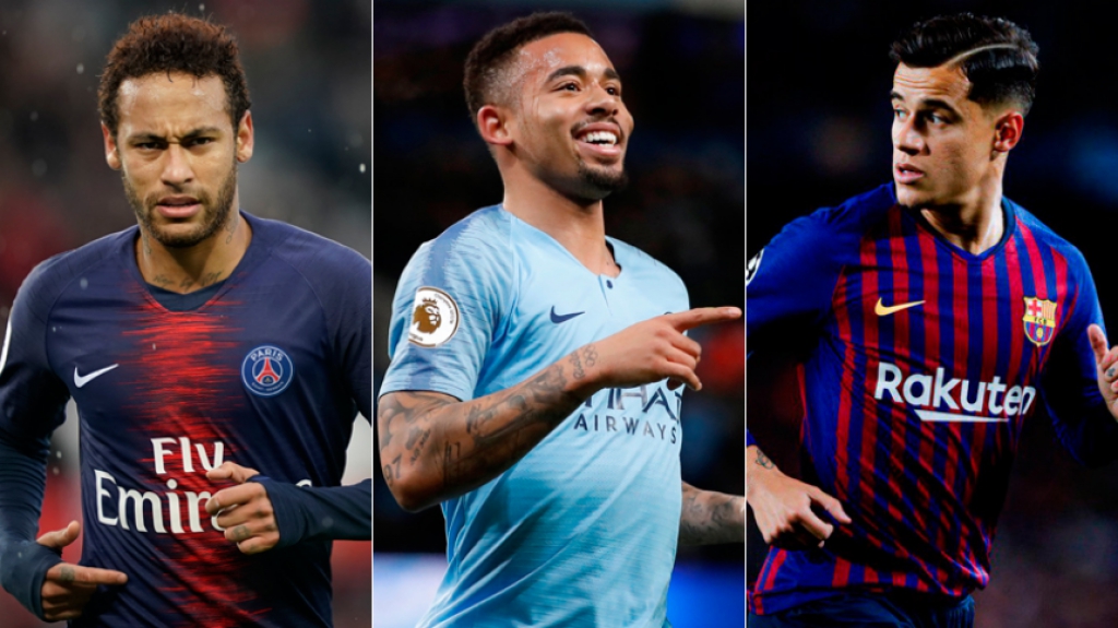 Montagem - Neymar, Jesus e Coutinho