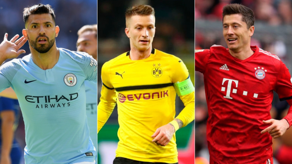 Montagem - Reus (Borussia Dortmund), Aguero (City) e Lewandowski (Bayern)
