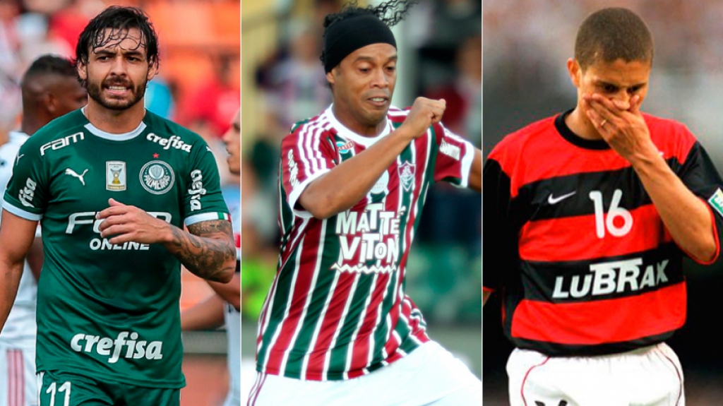 Montagem - Ricardo Goulart no Palmeiras, Ronaldinho Gaúcho no Fluminense e Alex no Flamengo
