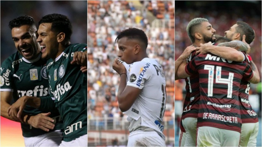 Montagem - Palmeiras, Santos e Flamengo