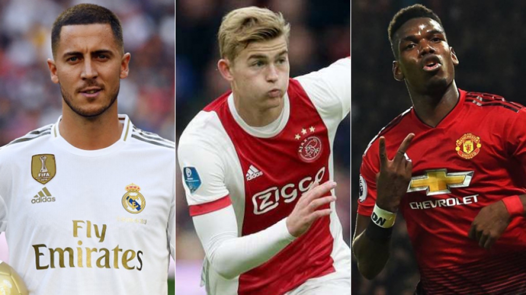 Montagem - Hazard, De Ligt e Pogba