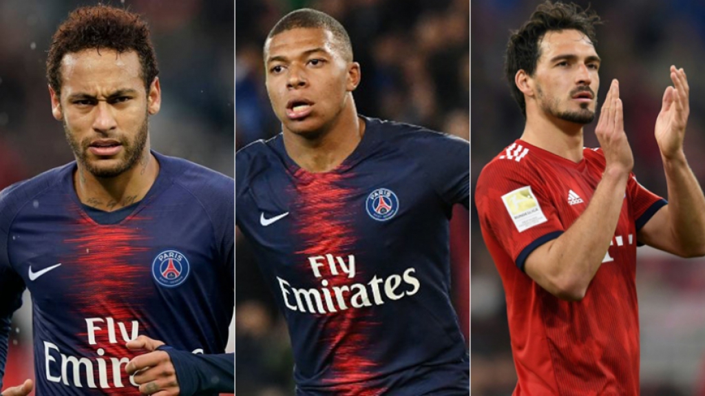 Montagem - Neymar, Mbappé e Hummels
