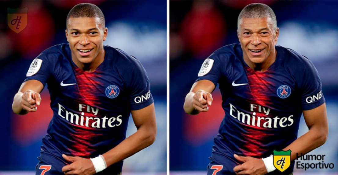 Jogadores com filtro de idoso: Mbappé