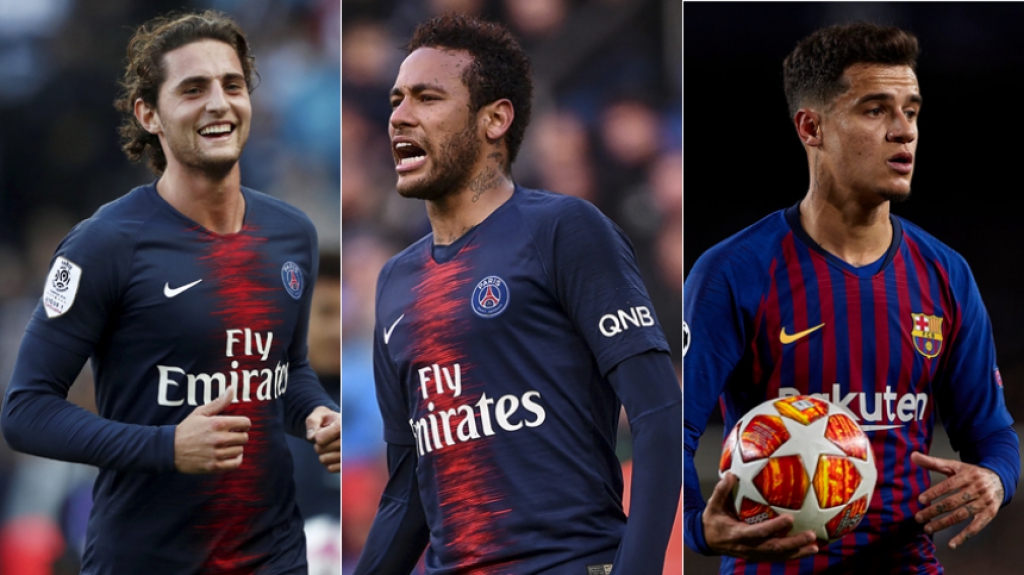 Montagem Rabiot, Neymar, Coutinho