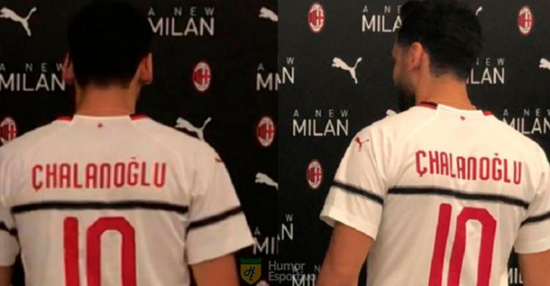 Gafe em camisas: Çalhanoglu virou Çhalanoglu em apresentação no Milan