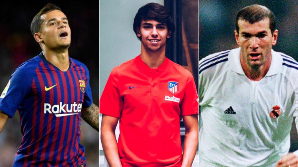 Montagem - Philippe Coutinho (Barcelona), João Félix (Atlético de Madrid) e Zidane