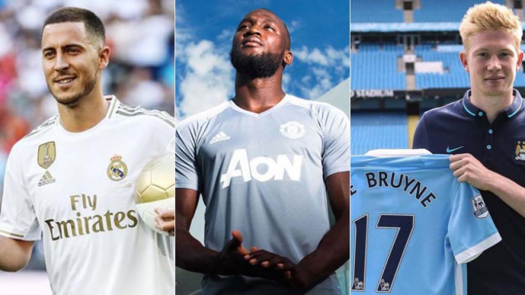 Montagem Hazard, Lukaku, De Bruyne