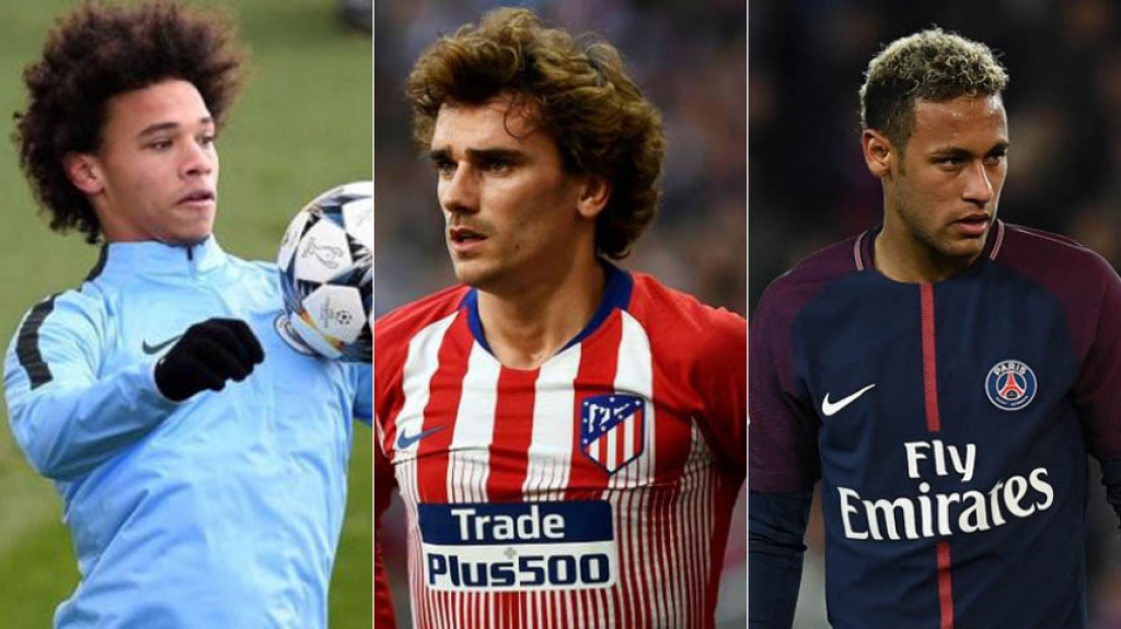 Montagem - Sané, Griezmann e Neymar