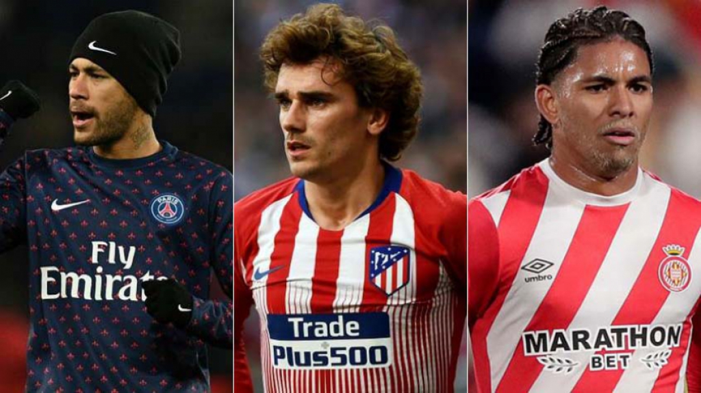 Montagem - Neymar, Griezmann e Douglas Luiz