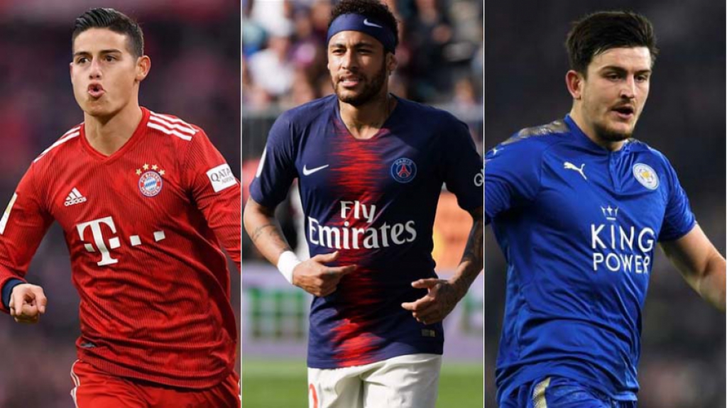 Montagem James, Neymar e Maguire