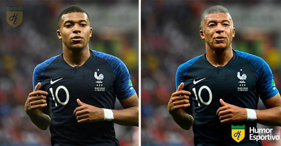 Jogadores com filtro de idoso: Mbappe