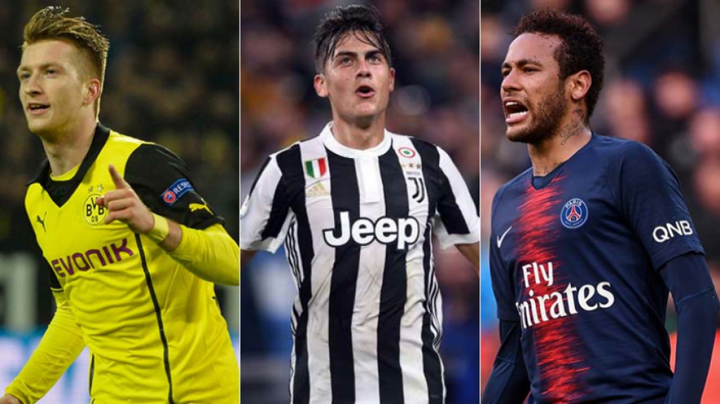 Montagem - Reus, Dybala e Neymar