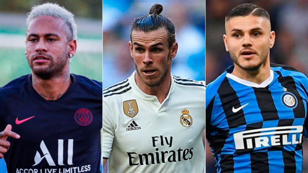Montagem - Neymar (PSG), Bale (Real Madrid) e Icardi (Internazionale)