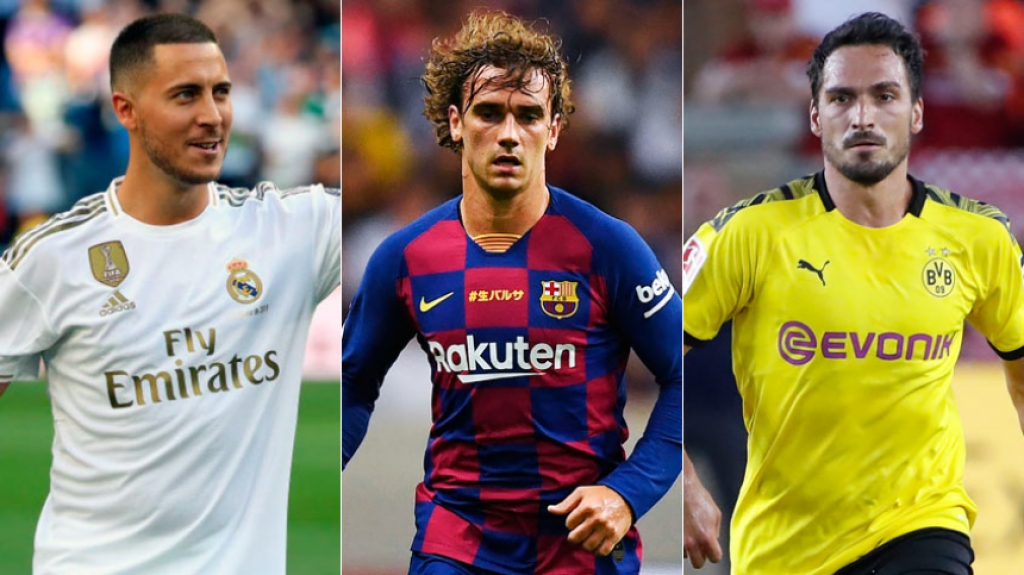 Montagem - Hazard, Griezmann e Hummels