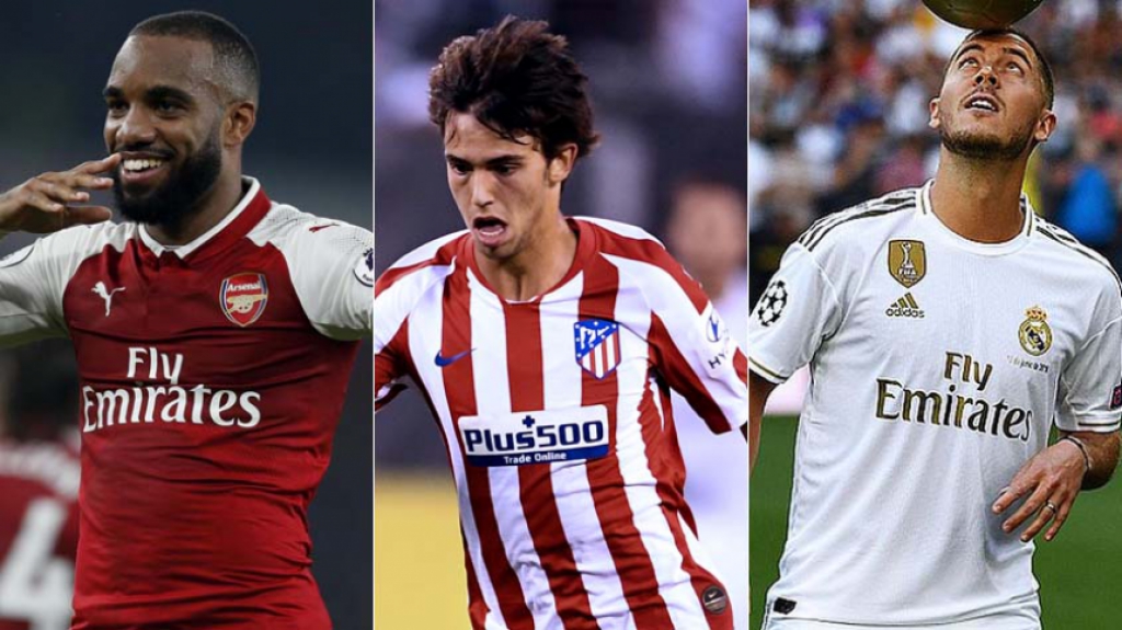Montagem - Lacazette, João Félix e Hazard