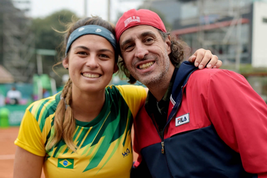 Carol Meligeni com o tio, o ex-tenista Fernando Meligeni