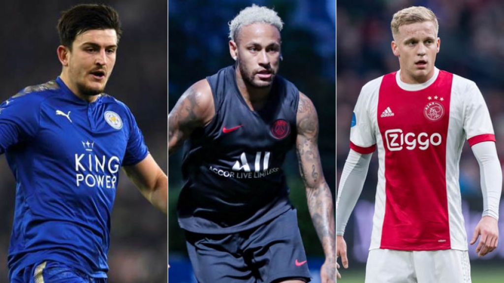 Montagem Maguire, Neymar e Van de Beek