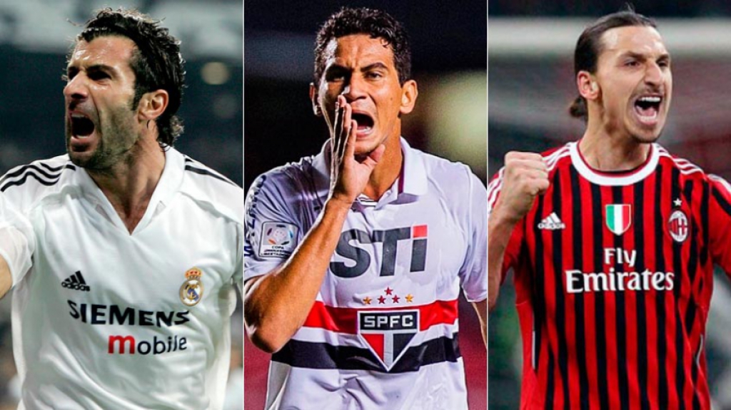 Montagem - Figo (Real Madrid), Ganso (São Paulo) e Ibrahimovic (Milan)