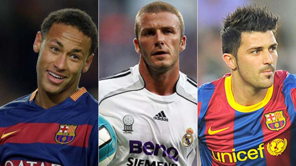 Montagem - Neymar, Beckham e Villa