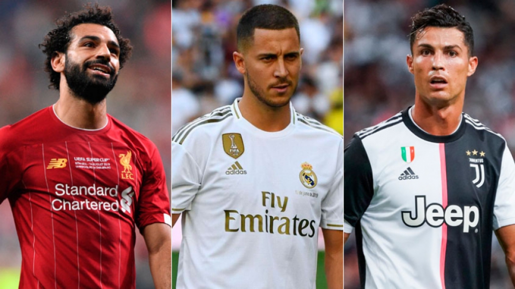 Montagem - Salah, Hazard e Cristiano Ronaldo