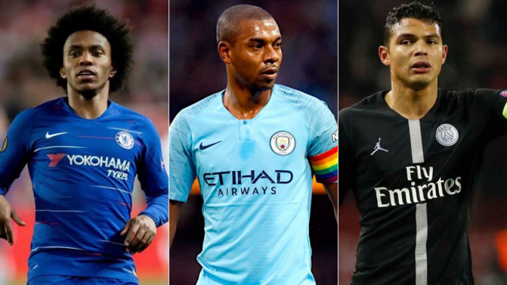Montagem - Willian, Fernandinho e Thiago Silva