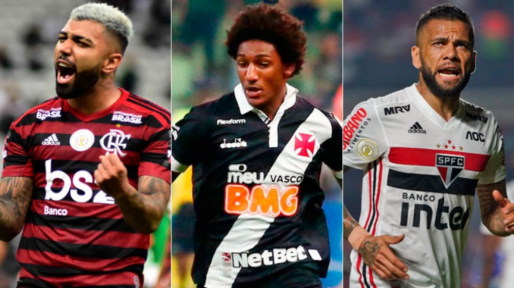Montagem - Gabriel Barbosa, Talles Magno e Daniel Alves