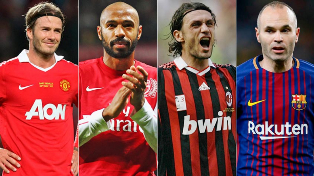 Montagem - Beckham, Henry, Maldini e Iniesta