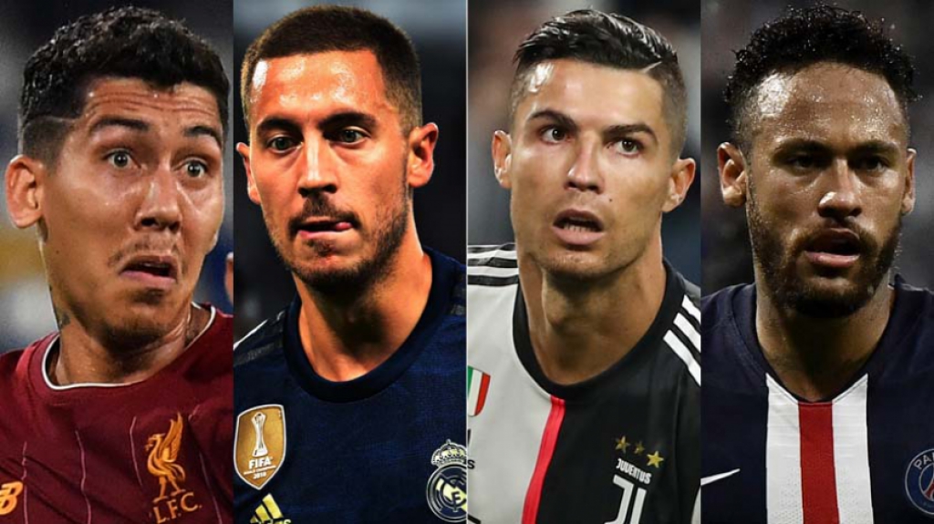 Montagem - Firmino, Hazard, Cristiano Ronaldo e Neymar
