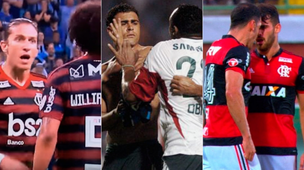 Brigas - Arão e Filipe Luís, Vizeu e Rodolfo e Obina e Maurício.