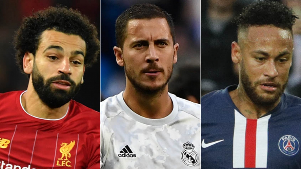Montagem - Salah, Hazard e Neymar