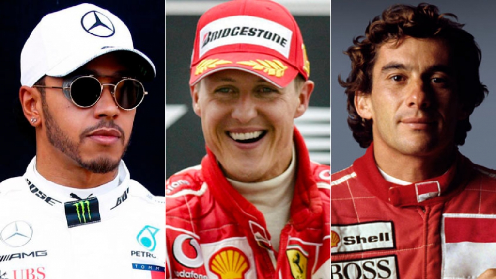 Montagem - Hamilton, Schumacher e Senna