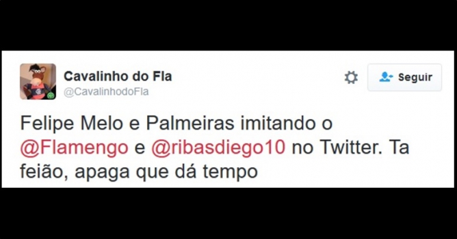 Rubro-negros não perdoaram o uso de emoji pelo Palmeiras e Felipe Melo