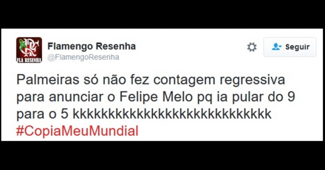 Rubro-negros não perdoaram o uso de emoji pelo Palmeiras e Felipe Melo