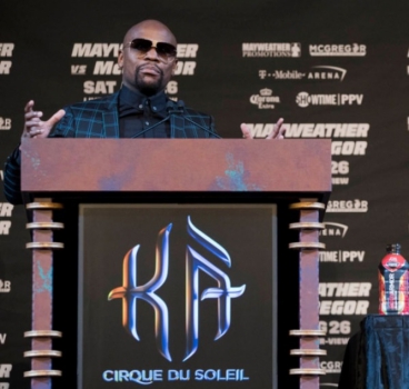 Floyd Mayweather em coletiva de imprensa em Las Vegas (EUA)