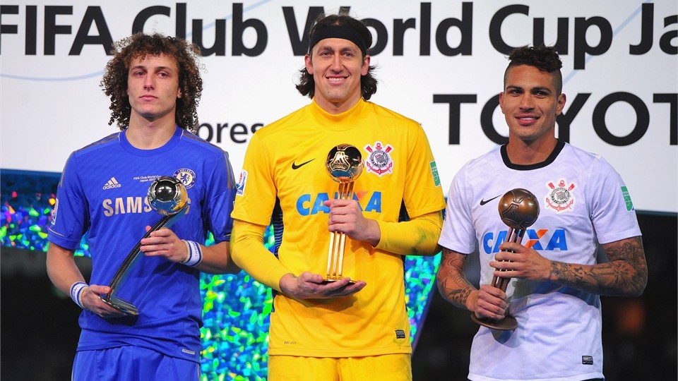 Cássio (goleiro) - Grande destaque do título do Corinthians no Mundial de Clubes em 2012, Cássio teve uma atuação espetacular e ficou com a bola de ouro após o Timão vencer o Chelsea por 1 a 0. O zagueiro David Luiz, que teve uma grande temporada pelo Chelsea, ficou com a prata, enquanto Paolo Guerreiro, autor do gol do título, levou o bronze.