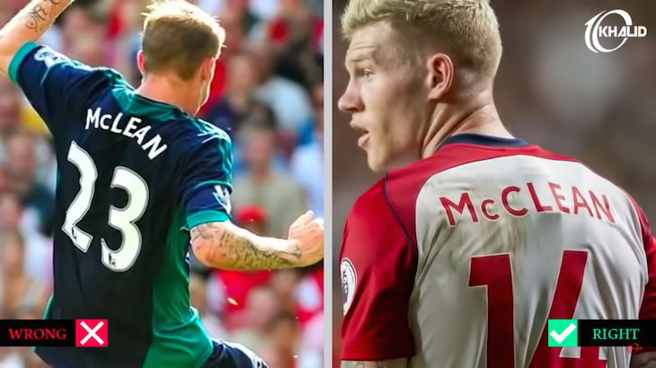 Gafes em camisas de jogadores: McClean virou McLean.