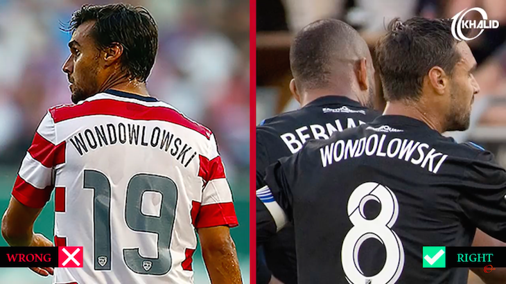 Gafes em camisas de jogadores: Wondolowski virou Wondowlowski.