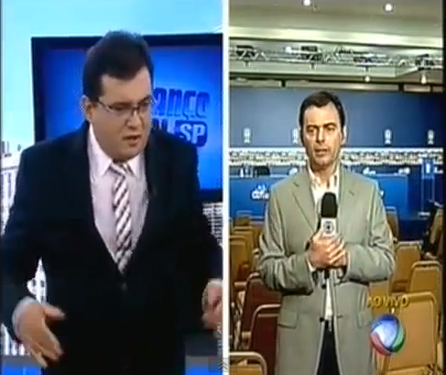 Em 2013, Tino Marcos, da Globo. apareceu durante longos segundos em transmissão ao vivo da Record.