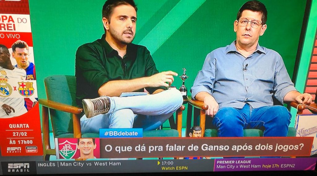 Jornalistas da ESPN analisaram atuação de Ganso na partida do Fluminense contra o Antofagasta, sendo que o jogador não entrou em campo. Ganso não estava nem inscrito na Copa Sul-Americana.