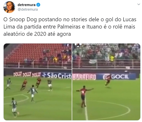 Em janeiro de 2020, o rapper americano Snoop Dogg postou em seus stories do Instagram um gol de Lucas Lima, do Palmeiras, no Campeonato Paulista.